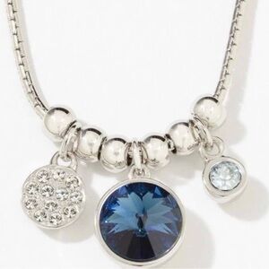 Swarovski 3 Cheers Montana Blue lovely necklace for everyday or great layered